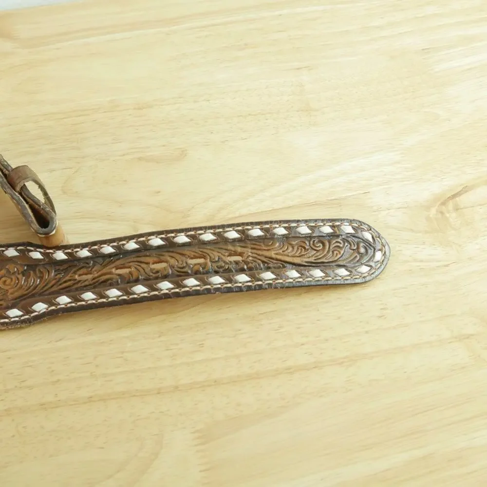 Vintage Tony Lama Western Belt‎ Tooled Leather CRITT Painted Cowboy Size 30 USA